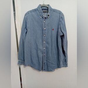 Vintage Polo Ralph Lauren Mens long sleeve button up Denim Jean shirt size large